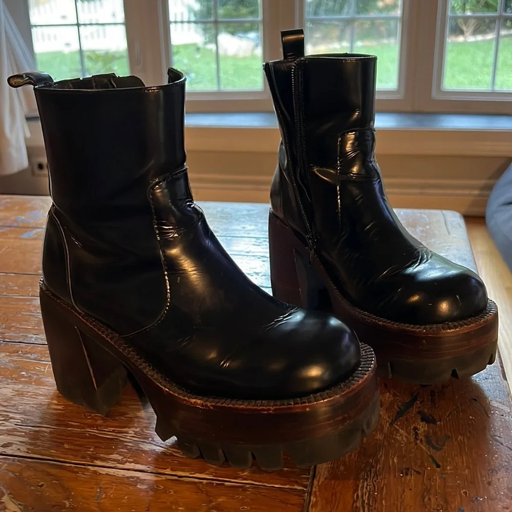 Jeffrey Campbell QUAVO platform black leather boots - Picture 1 of 3